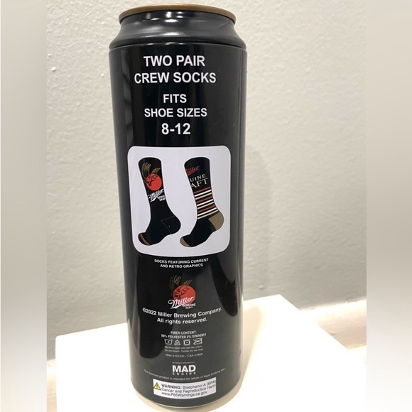 Miller Draft Beer unique gift idea novelty 2 pairs of socks stocking stuffer - Picture 3 of 5